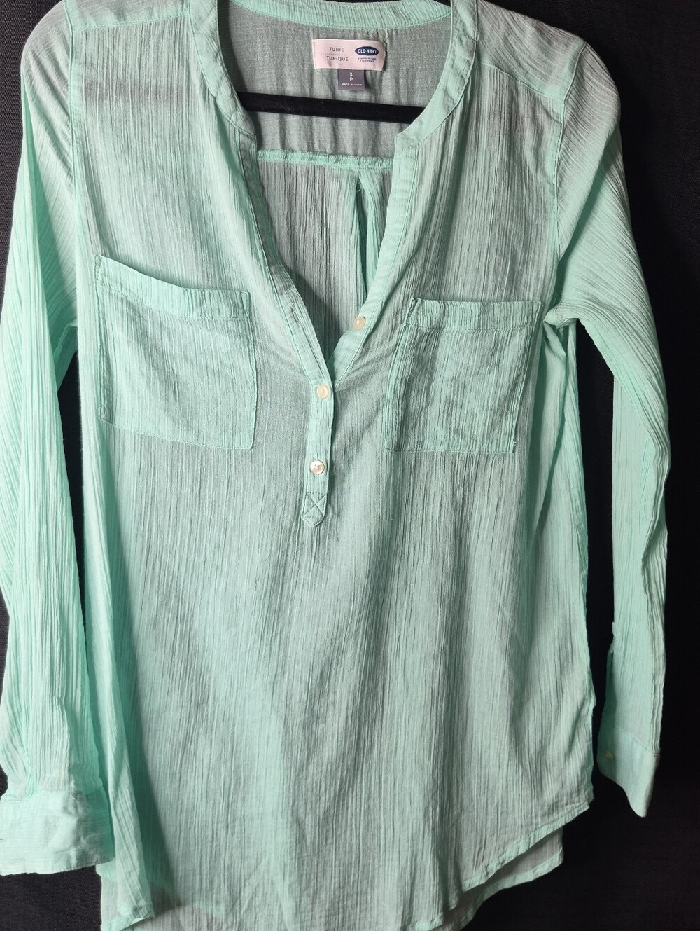 Old Navy Mint Green Long-Sleeve Button Front Shirt